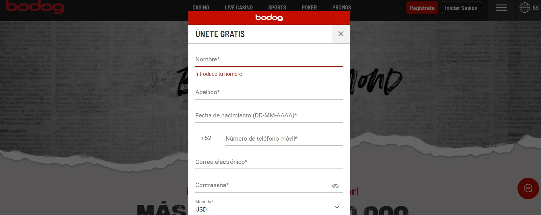 formulario registro